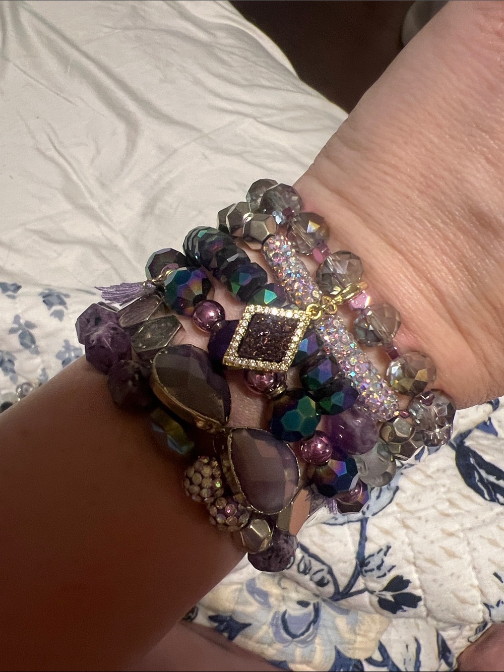 Erimish Purple & Iridescent Multi-Stack Bracelet Set